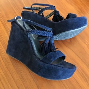 Stuart Weitzman Navy Suede Wedge sandal